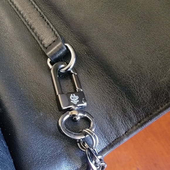 Brooks Brothers Black Quilted Calfskin Leather Crossbody Evening Bag Purse - Picture 14 of 16